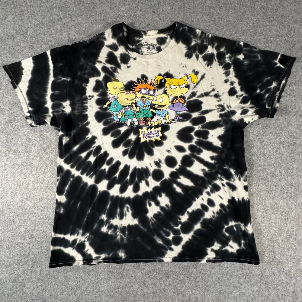 Nickelodeon Rugrats T Shirt XL Black Tie Dye Mens Graphic Print Cotton